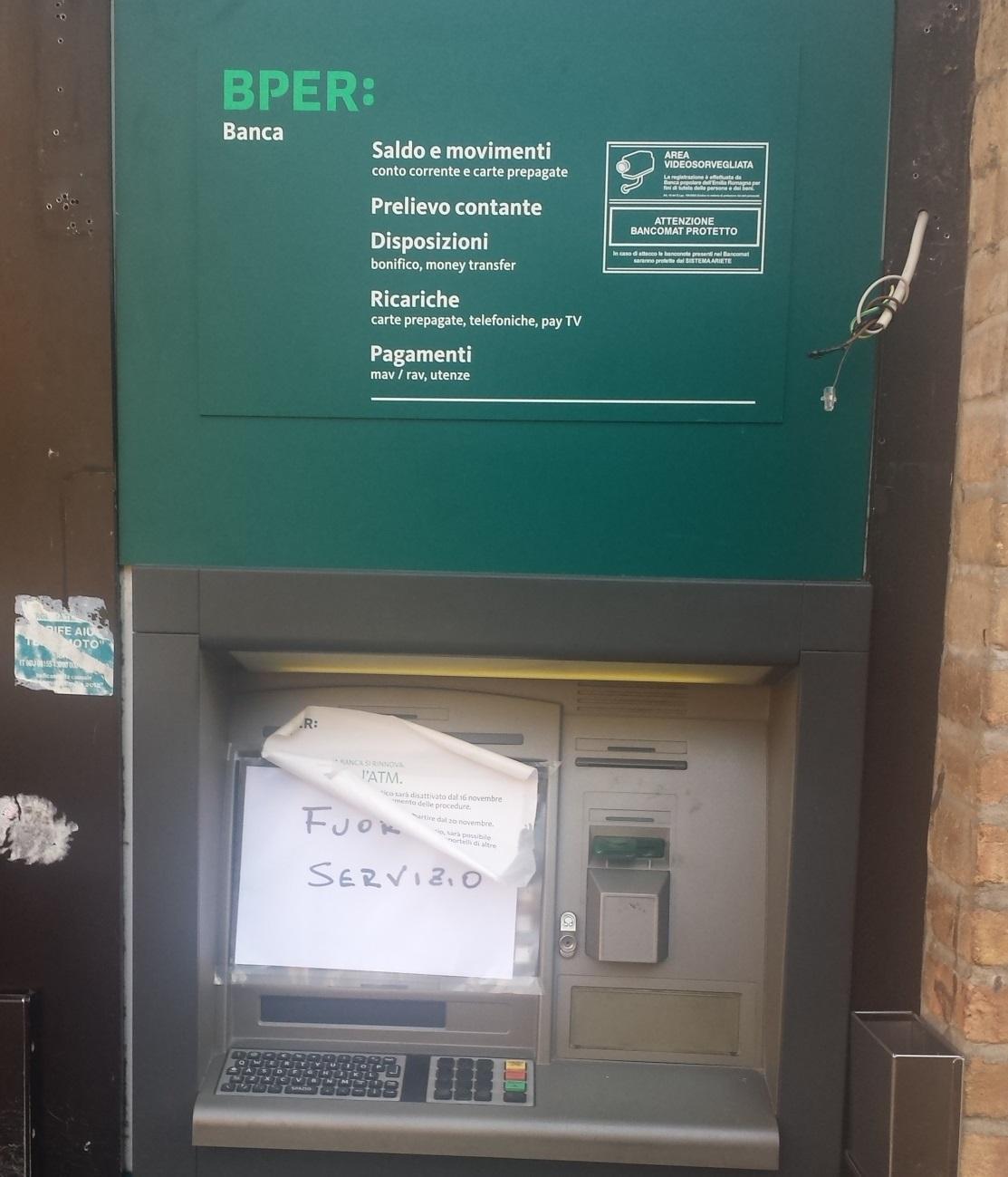 Bancomat fuori servizio