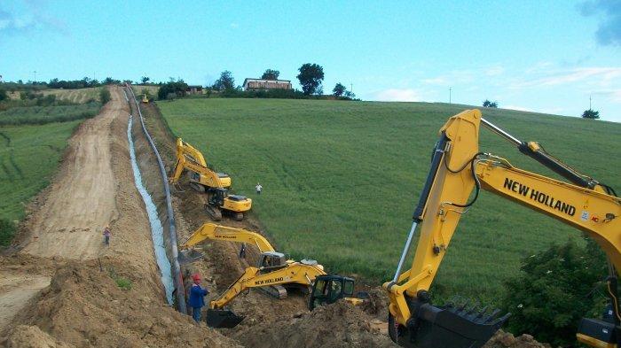 Lavori di posa di una rete del gas
