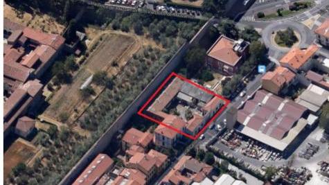 Via Cavour vista dall'alto con l'area interessata