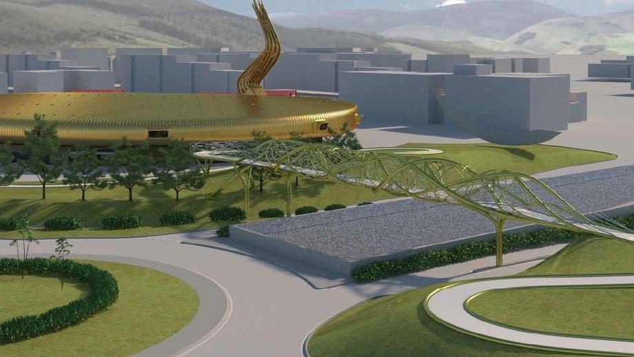 Il rendering della passerella pedonale che attraverserà la Declassata all’altezza del Pecci