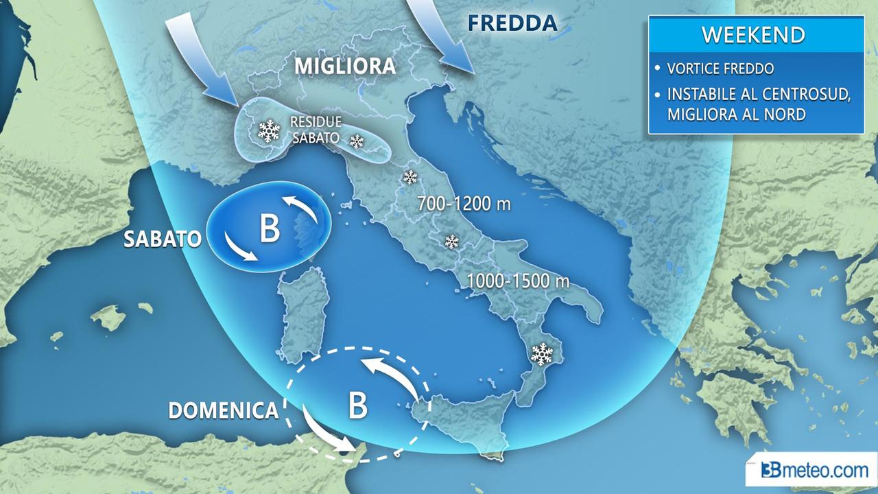 Modena. Neve in Appennino, weekend con vortice freddo