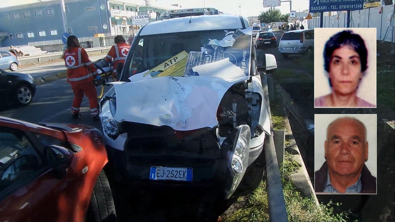 Il furgoncino Fiat Doblò che ha travolto e ucciso Giovanna Antonia Satta e Salvatore Satta