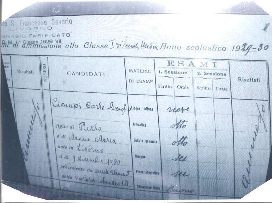 La pagella di Carlo Azeglio Ciampi: bravissimo in italiano un po’ meno in disegno 
