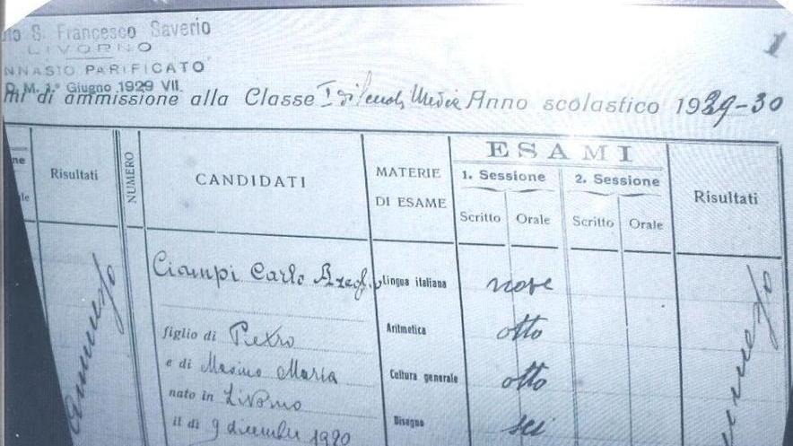 La pagella di Carlo Azeglio Ciampi: bravissimo in italiano un po’ meno in disegno
