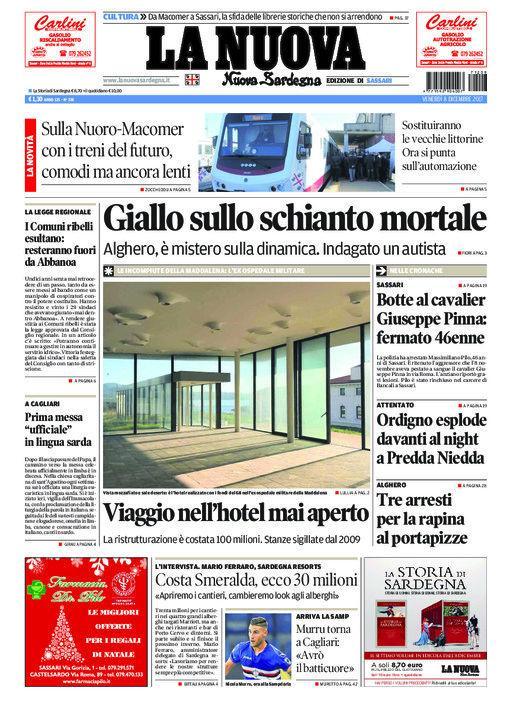 La Nuova Sardegna - Prima Pagina - 8 dicembre 2017