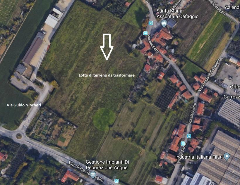 L'area a Cafaggio interessata dalla pianificazione