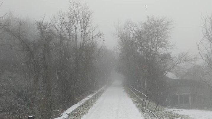 Il Monte Serra innevato (foto di Giovanni Marazzato, da Facebook)
