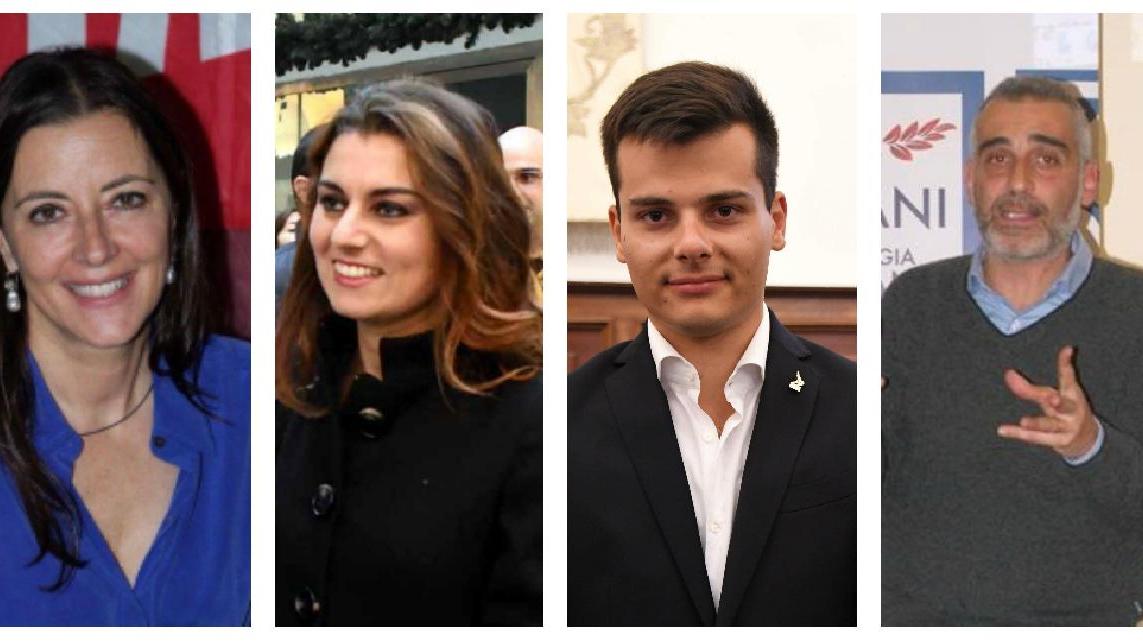 Da sinistra: Raffaella Bonsangue (Fi), Susanna Ceccardi (Lega), Edoardo Ziello (Lega), Diego Petrucci (Fdi)