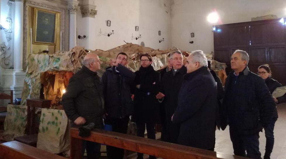 Un momento del sopralluogo alla chiesa di Sant'Ilario