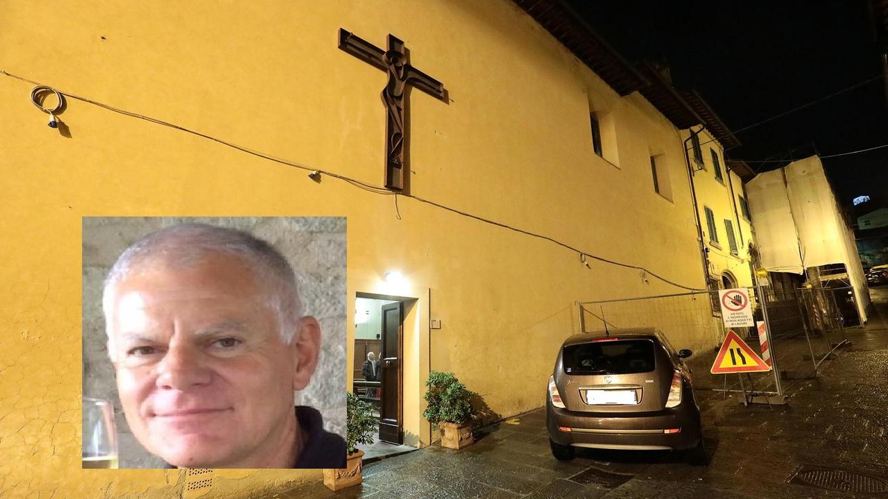 Nel riquadro Antonio Bartolini, sullo sfondo la cappella dove è esposta la salma