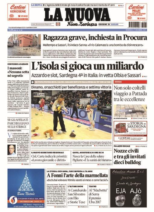 La Nuova Sardegna - Prima Pagina - 17 dicembre 2017 