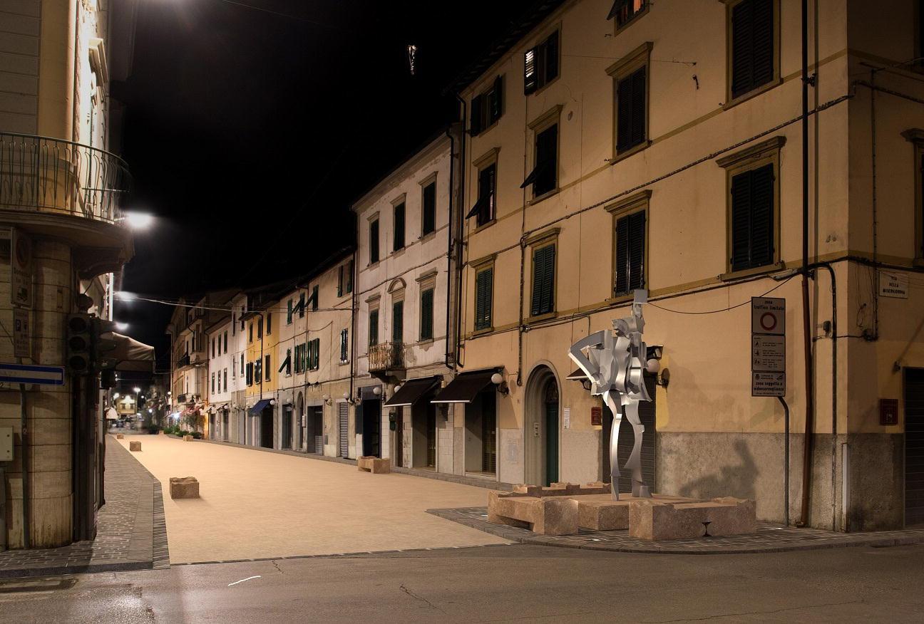 Il rendering mostra come sarà via Roma a Pontedera una volta terminati i lavori