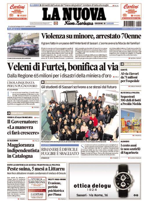 La Nuova Sardegna - Prima Pagina - 22 dicembre 2017