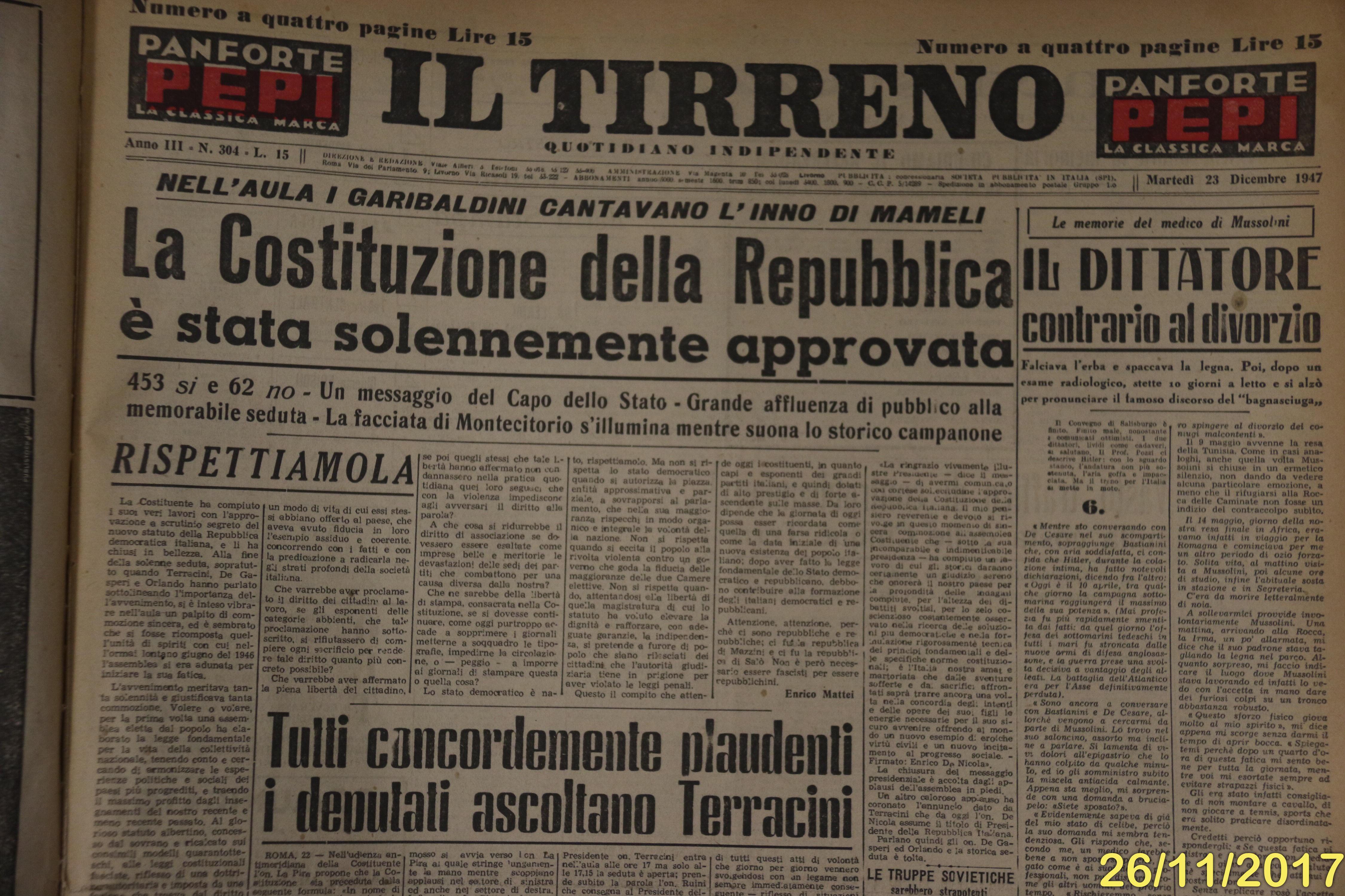 Dc-Pci-Psi, l’intesa che 70 anni fa salvò la Costituzione. Così dalle colonne del Tirreno 