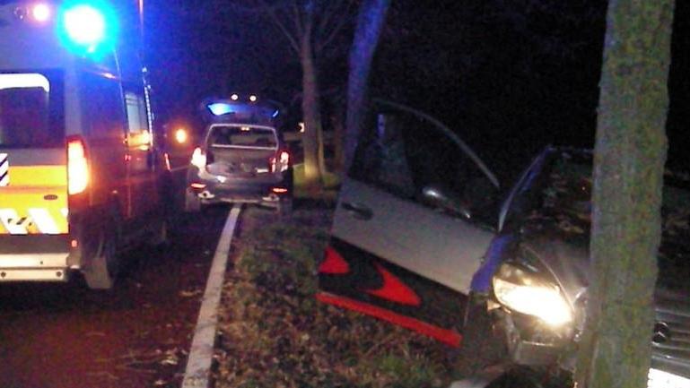 Con l’auto contro un albero, due feriti