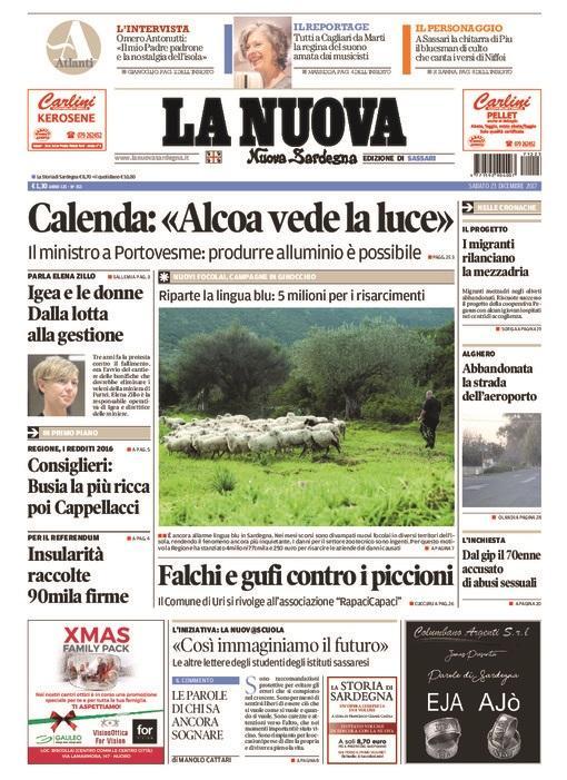 La Nuova Sardegna - Prima Pagina - 23 dicembre 2017
