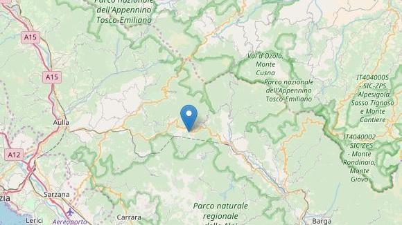 La mappa mostra l'epicentro della scossa di terremoto