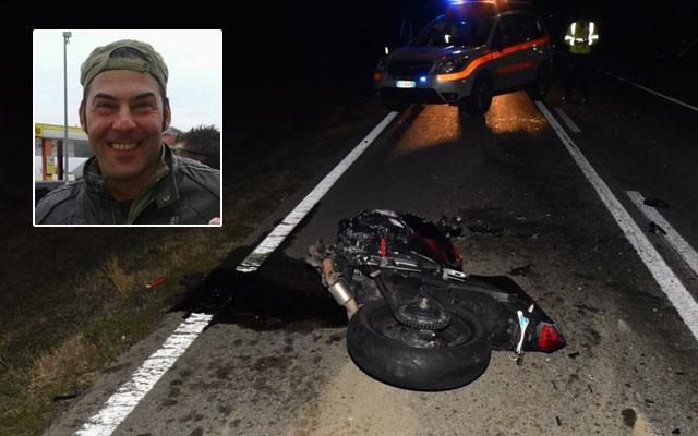 Lucio Monaci in una foto da Facebook e la moto distrutta (foto Bf)
