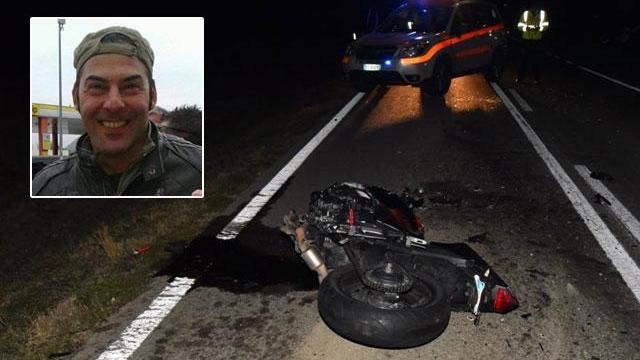 Lucio Monaci in una foto da Facebook e la moto distrutta (foto Bf)