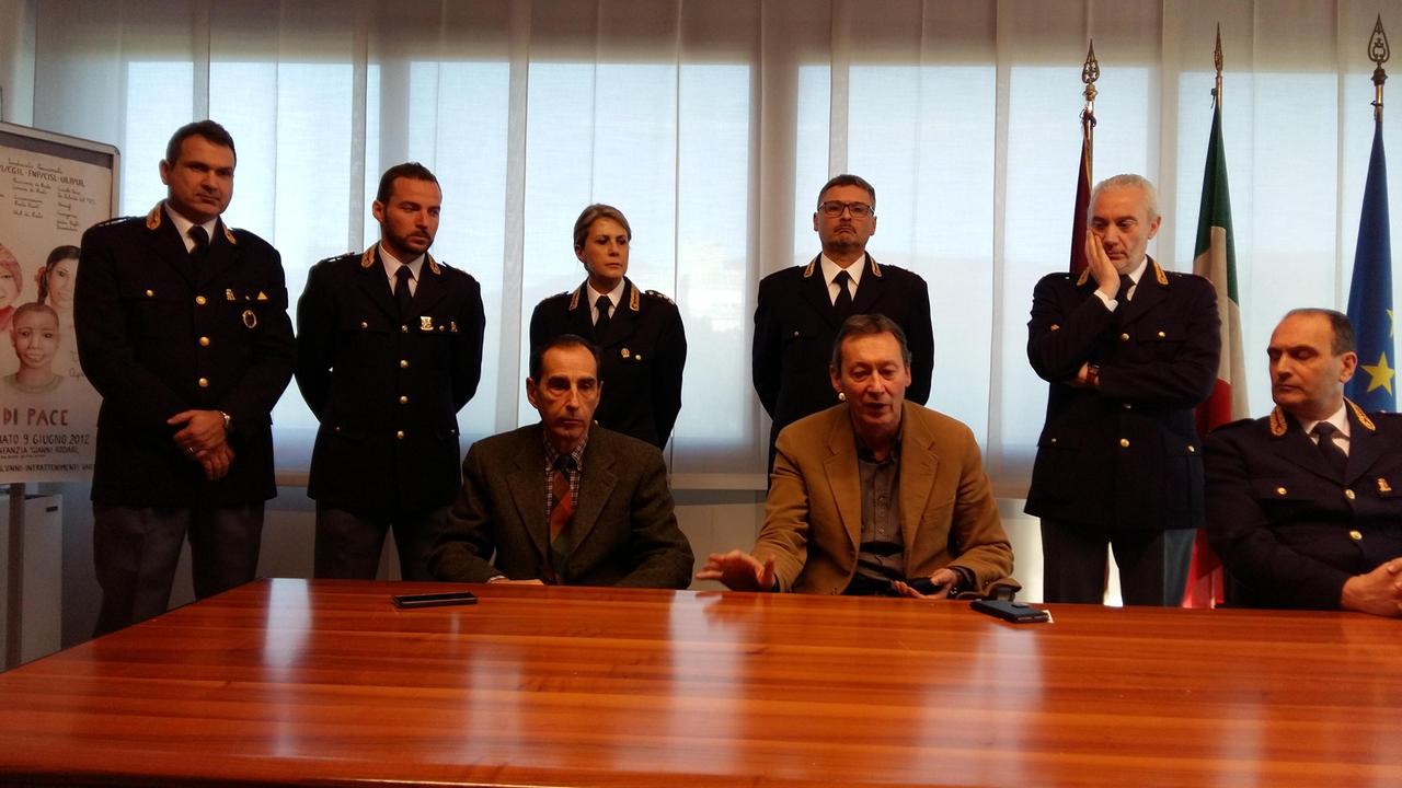 Il questore Rossi insieme al comandante della Pm Pasquinelli e ai dirigenti della questura