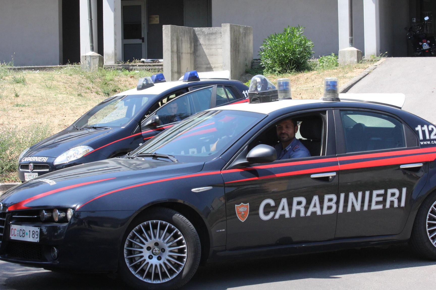 Due pattuglie di carabinieri all'arrivo in tribunale