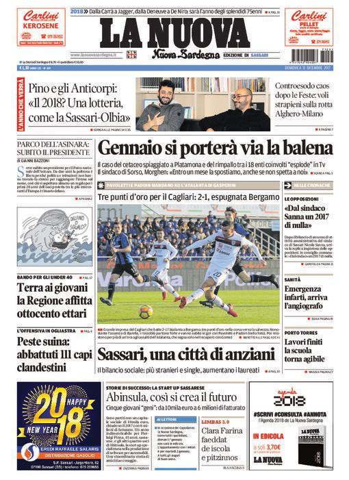 La Nuova Sardegna - Prima Pagina - 31 dicembre 2017