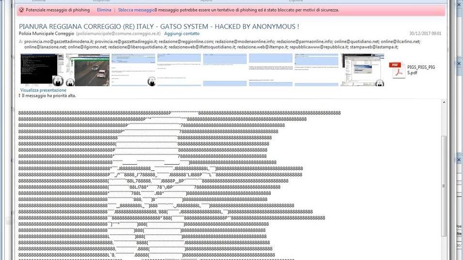 Correggio, attacco hacker di Anonymous contro gli autovelox