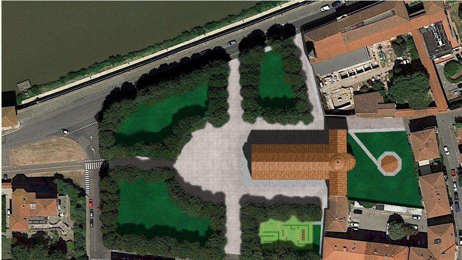 Il rendering del progetto di piazza San Paolo a Ripa d'Arno