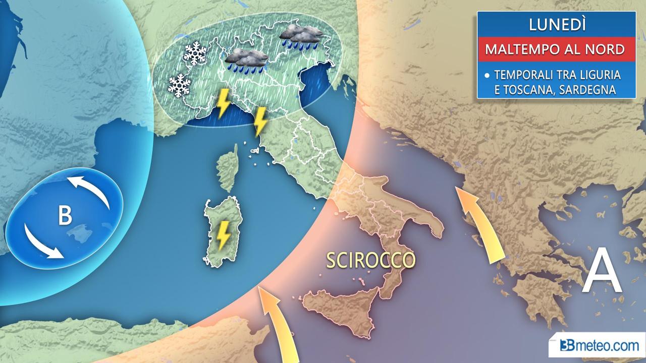 Maltempo al Nord, caldo al centrosud