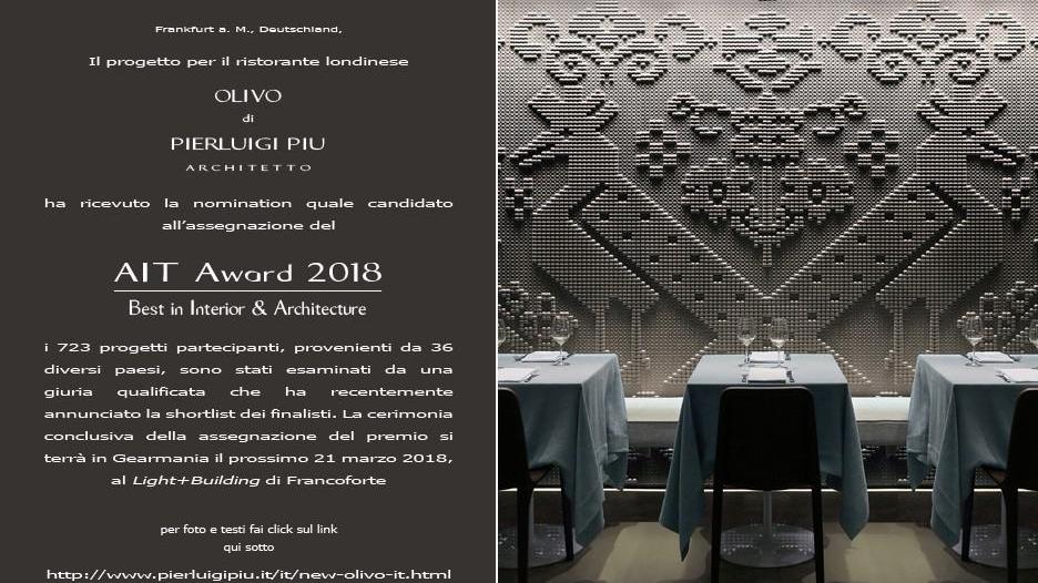 Pibiònes dei tessuti sardi per un ristorante a Londra: in lizza all'Ait Award l'architetto Pierluigi Piu 