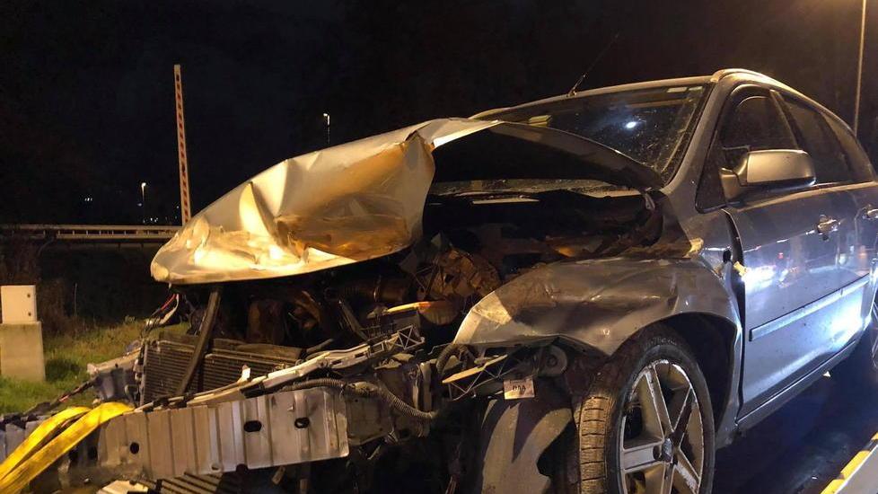 Auto in testa coda per evitare una volpe Illeso per miracolo