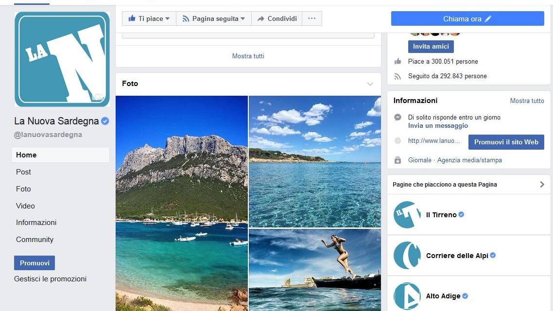 Facebook, 300mila fan per la pagina della Nuova Sardegna 