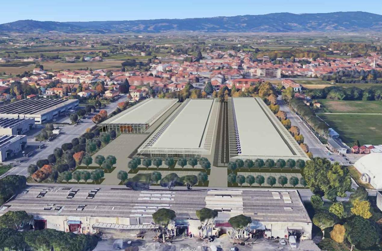 Un rendering dell'intervento visto dall'alto