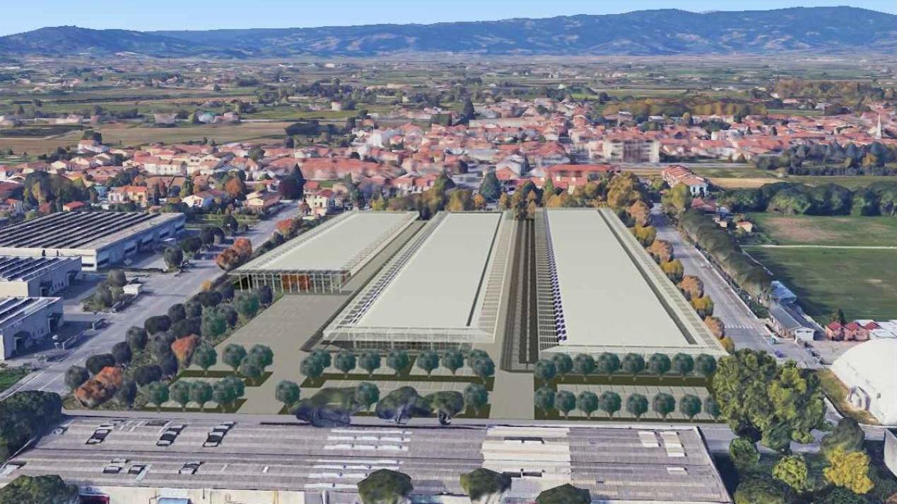 Un rendering dell'intervento visto dall'alto