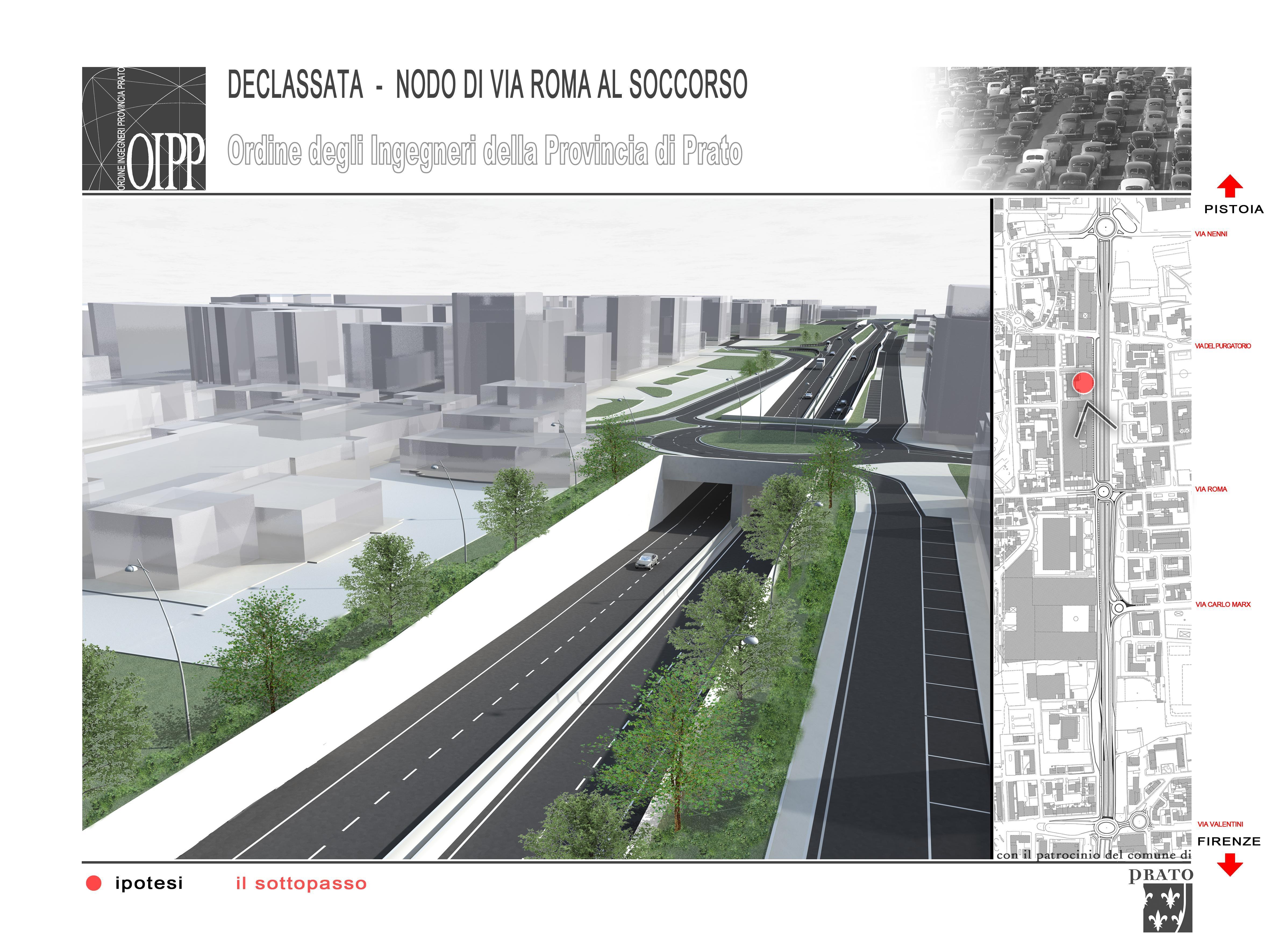 Un rendering del tunnel della Declassata al Soccorso