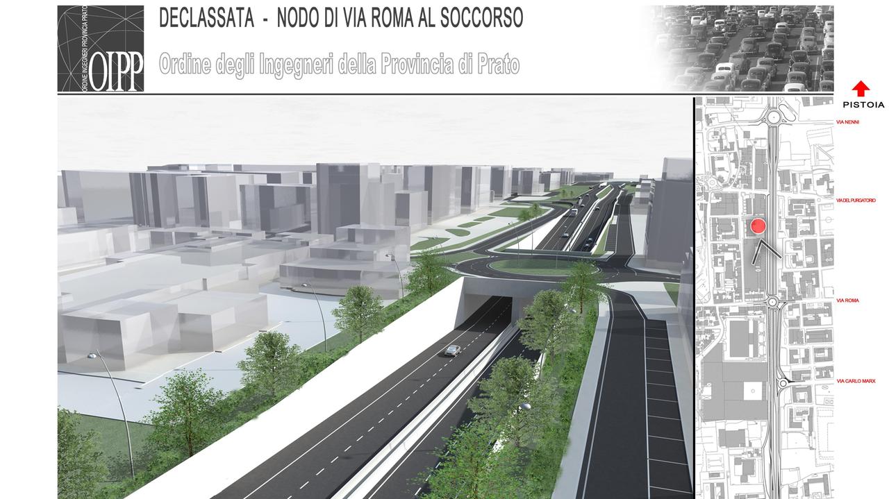 Un rendering del tunnel della Declassata al Soccorso