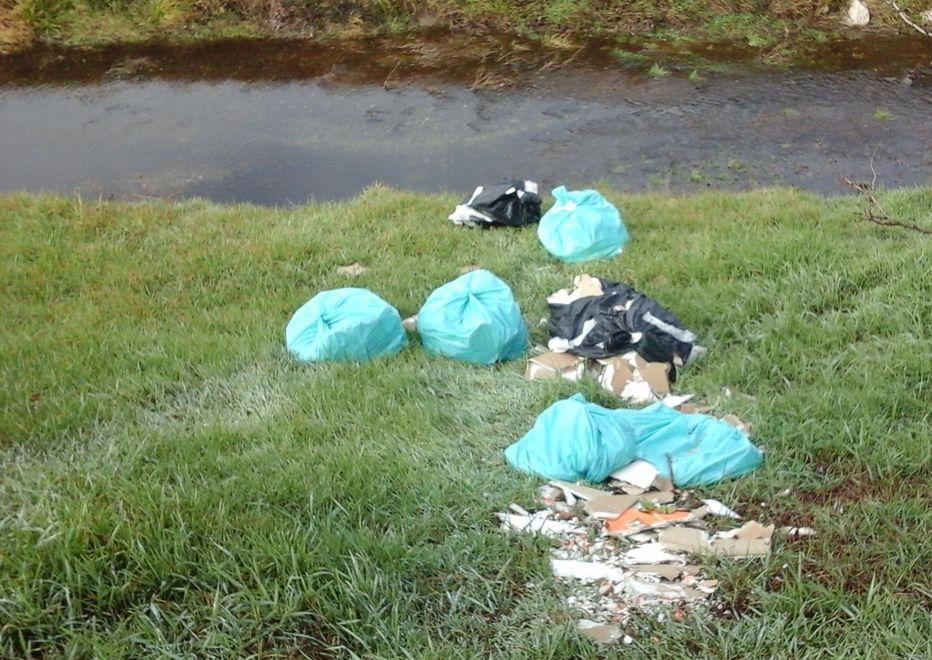 Sacchi abbandonati nel torrente 