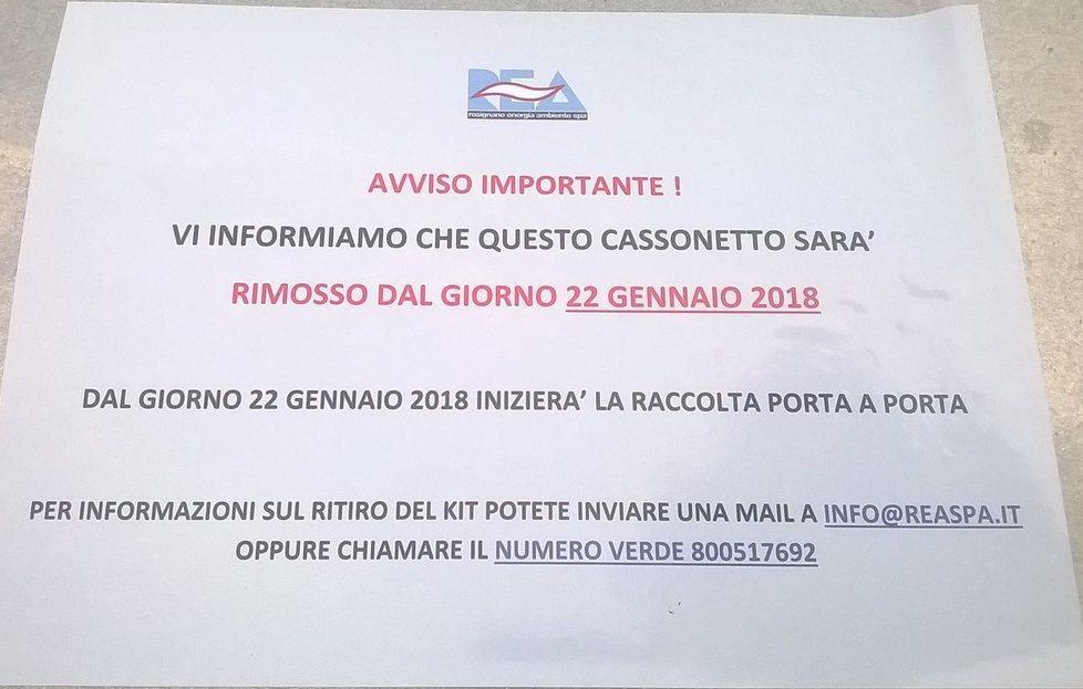 Da lunedì 22 raccolta porta a porta