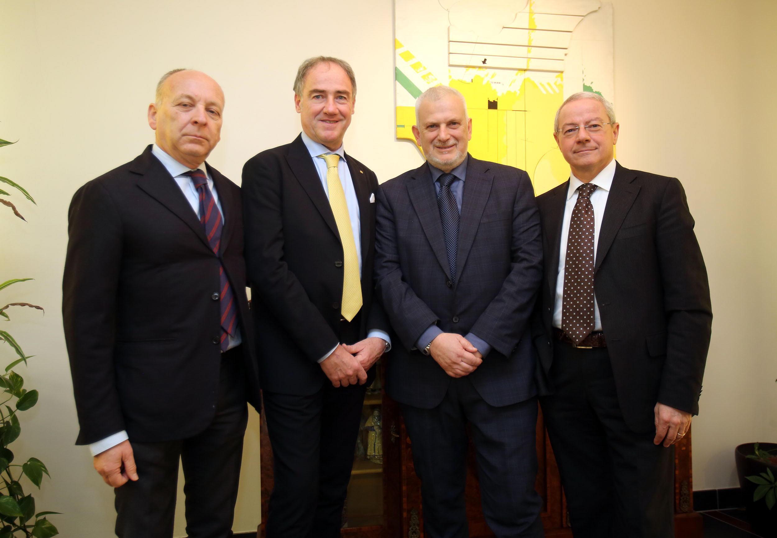 Da sinistra Stefano Sala (vice presidente), Alessandro Belloni (presidente), Andrea Cleto Rindi (direttore) e Patrizio Cresci (vice direttore)