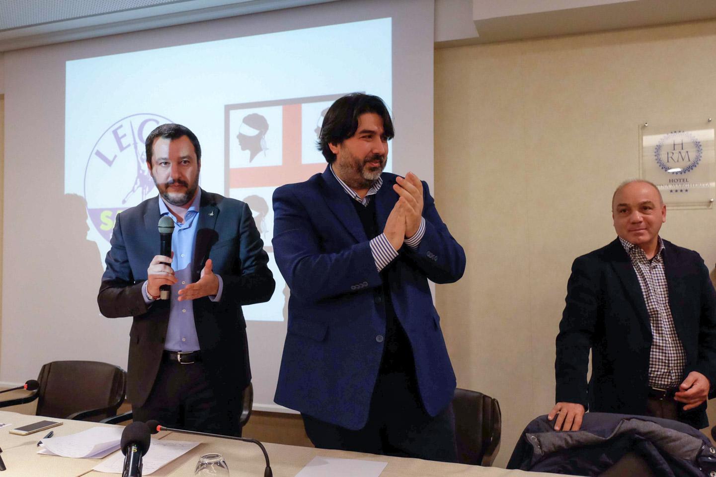 Matteo Salvini a Cagliari (foto Mario Rosas)