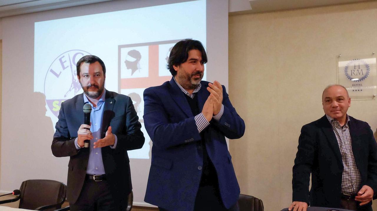 Matteo Salvini a Cagliari (foto Mario Rosas)
