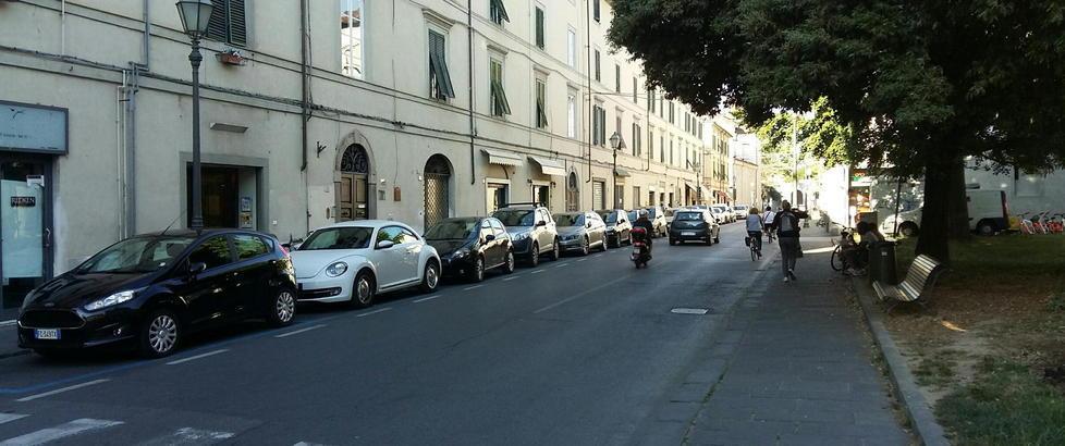 Petizione dei negozi in via Elisa: «Ripristinare gli stalli blu» 