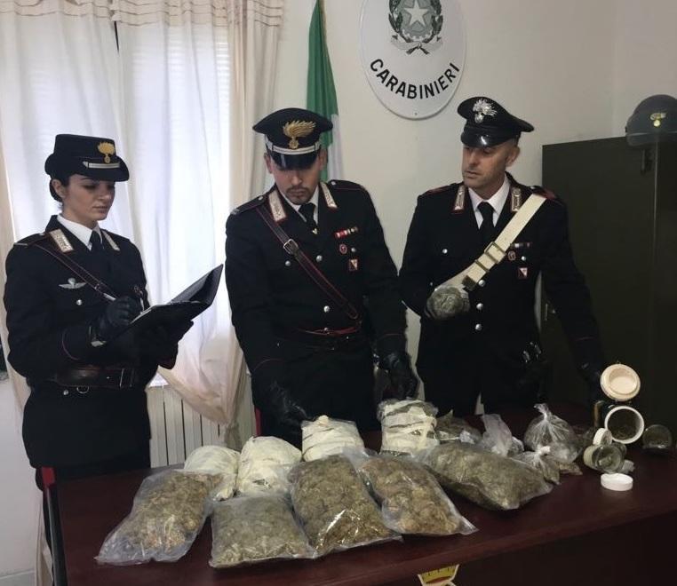 La droga sequestrata dai carabinieri a Santa Teresa