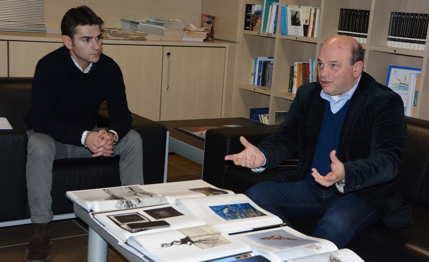 Massimo Zedda e Nicola Sanna durante l'intervista alla Nuova Sardegna