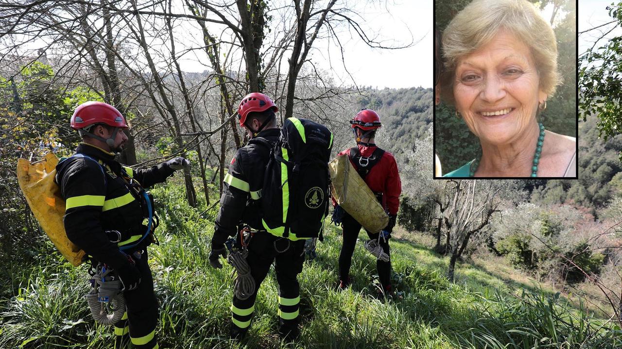 I vigili del fuoco impegnati nelle ricerche e nel riquadro Anna Maria Mari