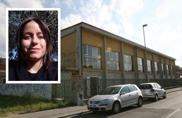 L'esterno dell'istituto Fermi e, nel riquadro,, Milena Tolomeo