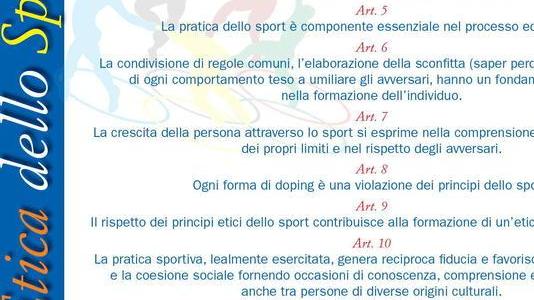Il Comune aderisce alla Carta etica dello sport