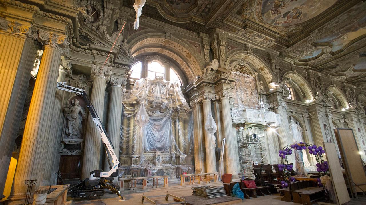 Una delle immagini scattate durante il restauro della chiesa di Sant'Agostino
