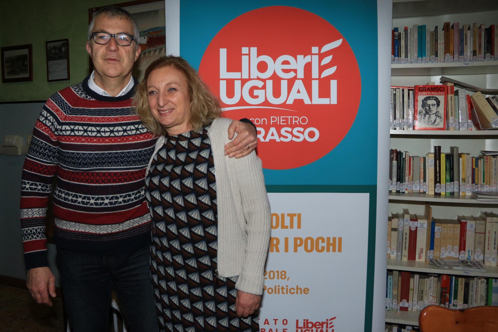 Angela Riviello e Luca Mori, candidati pratesi di Liberi e Uguali (foto Sproviero Batavia)