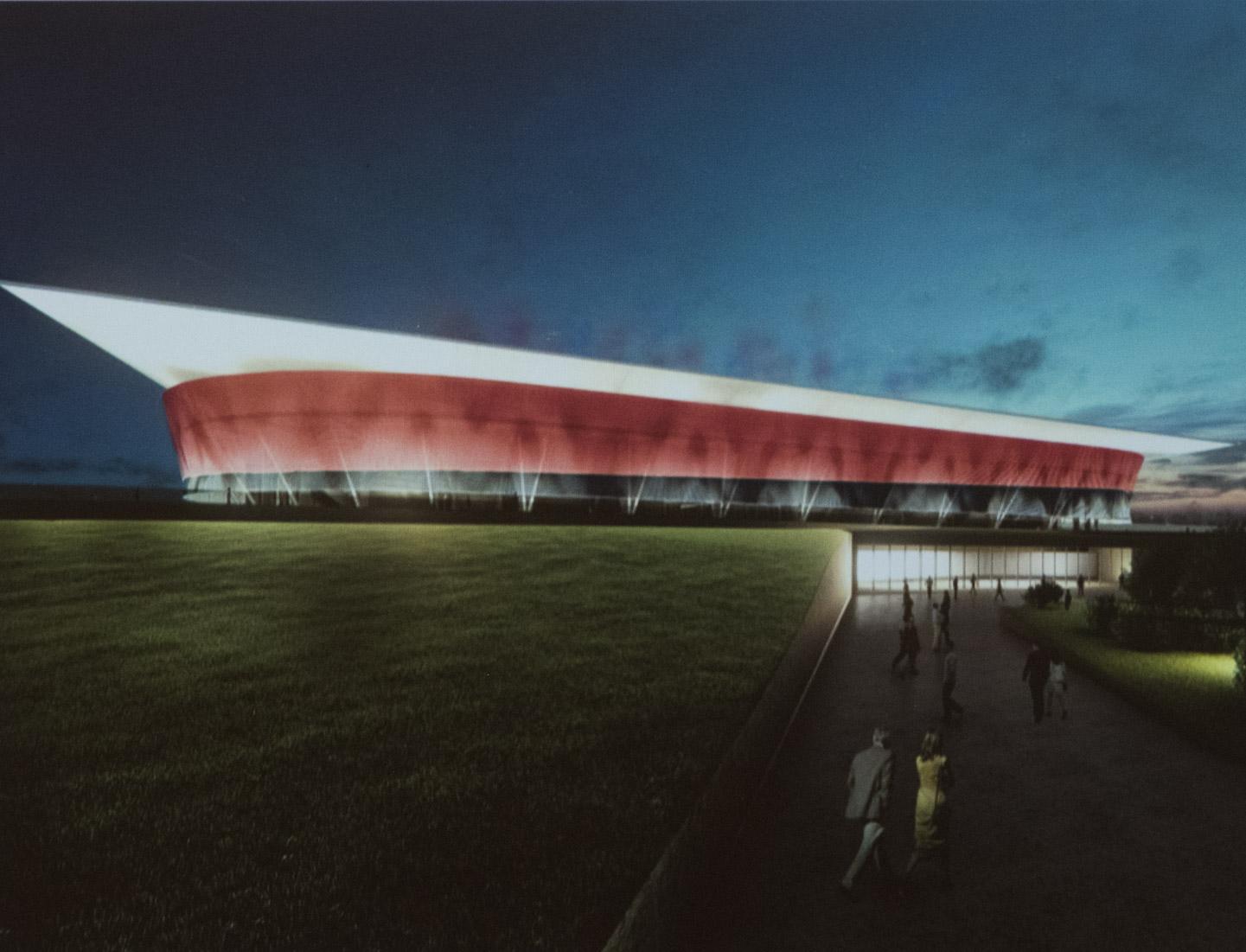 Nuovo stadio del Cagliari, il rendering di uno dei tre progetti presentati (foto Rosas)